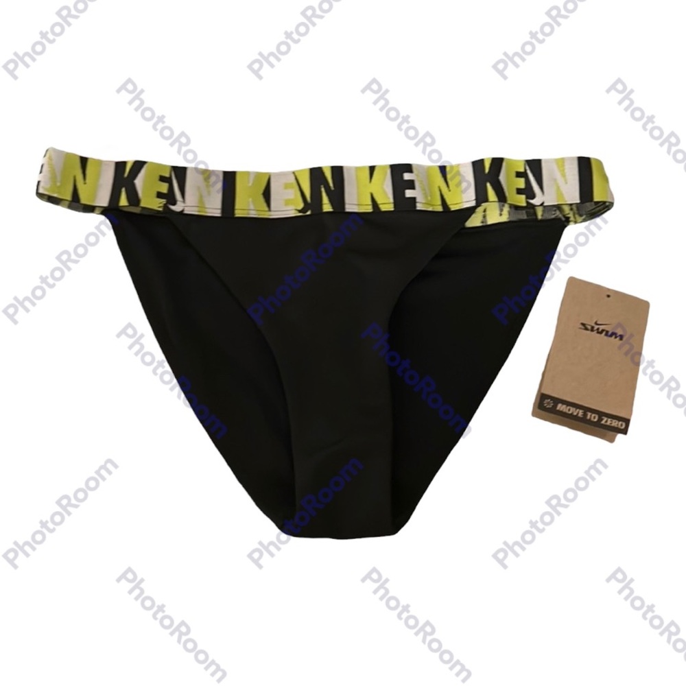 NWT | Nike | Bikini Bottoms | Size Small | Black, Lime Green & White